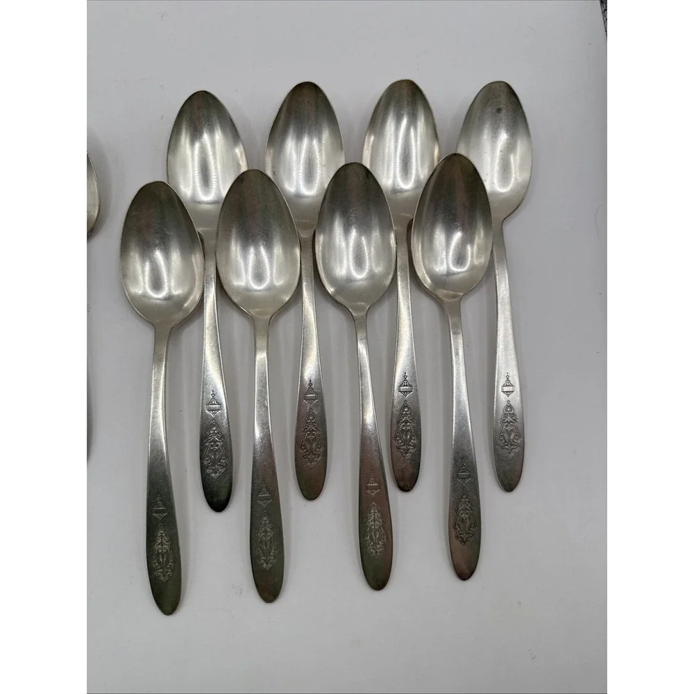 Vintage BIRD OF PARADISE Oneida Community Plate Tea/Soup Spoons Set of 13